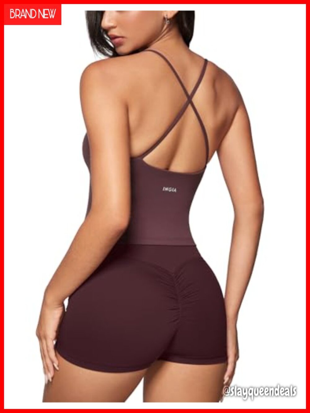 Cropped Tank Top Built-in Bra Scoop Neck Criss-Cross Back Yoga